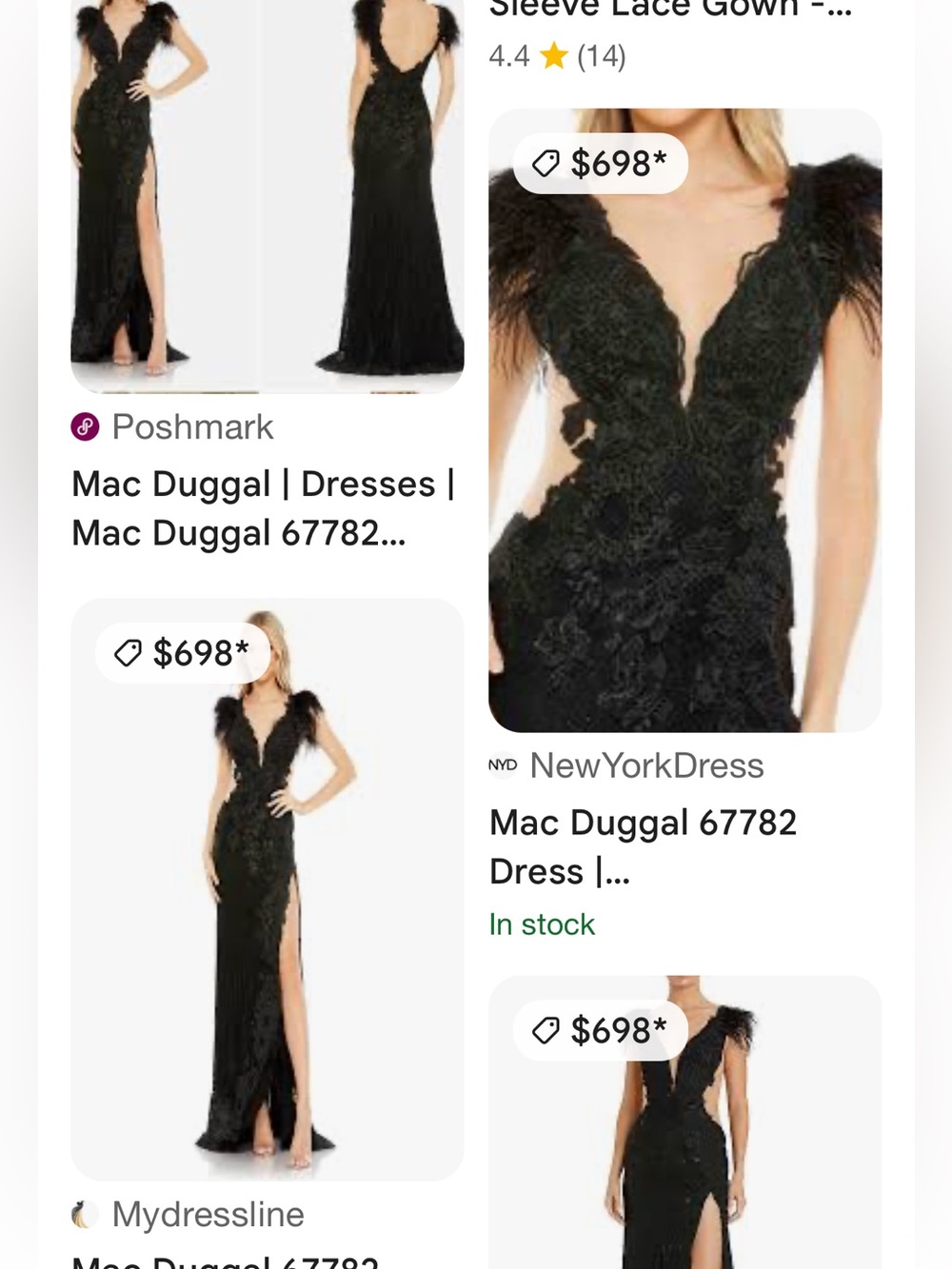 Mac Duggal FEATHER CAP SLEEVE LACE GOWN size 6 style 67782. Black - Picture 14 of 14